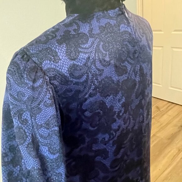 HANAE MORI DRESS SILK VTG 80’s Sz 6 PURPLE BLACK WHIMSIGOTH SOPHISTICATED - Picture 14 of 16